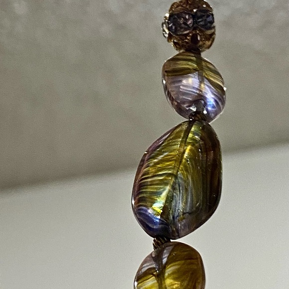 Vintage MURANO Swirl Antique 1940s Blown Glass Necklace - Picture 6 of 8